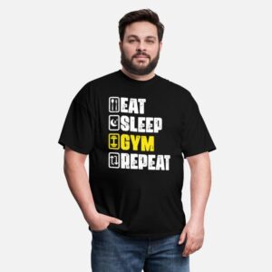 Eat Sleep Gym Repeat Funny Gym Workout Fitness Wei black photo 3