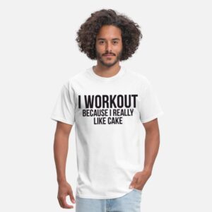 I Workout Because Cake Funny Gym Womens Mens Run H white photo 1