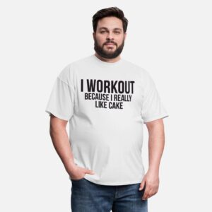 I Workout Because Cake Funny Gym Womens Mens Run H white photo 3