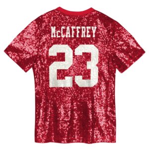 Christian McCaffrey San Francisco 49ers Girls Youth Sequin V-Neck Fashion Jersey - Scarlet photo 3 topcoolteez