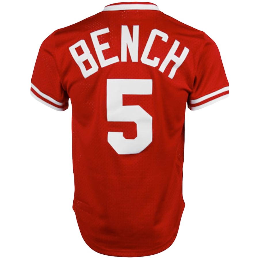 Johnny Bench Cincinnati Reds Mitchell & Ness Cooperstown Collection Big & Tall Mesh Batting Practice Jersey - Red photo 3 topcoolteez