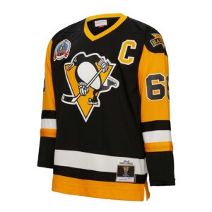 Mario Lemieux Pittsburgh Penguins Mitchell & Ness Big & Tall 1991 Captain Patch Blue Line Player Jersey - Black photo 2 topcoolteez