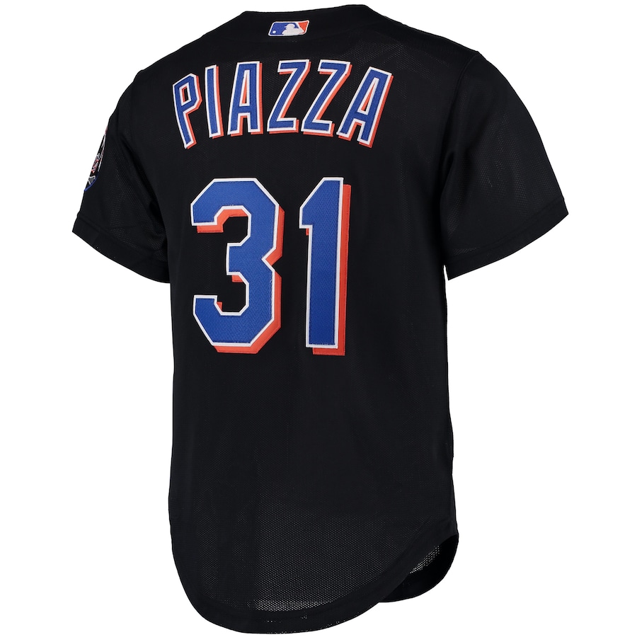 Mike Piazza New York Mets Mitchell & Ness Cooperstown Collection Mesh Batting Practice Button-Up Jersey - Black photo 3 topcoolteez