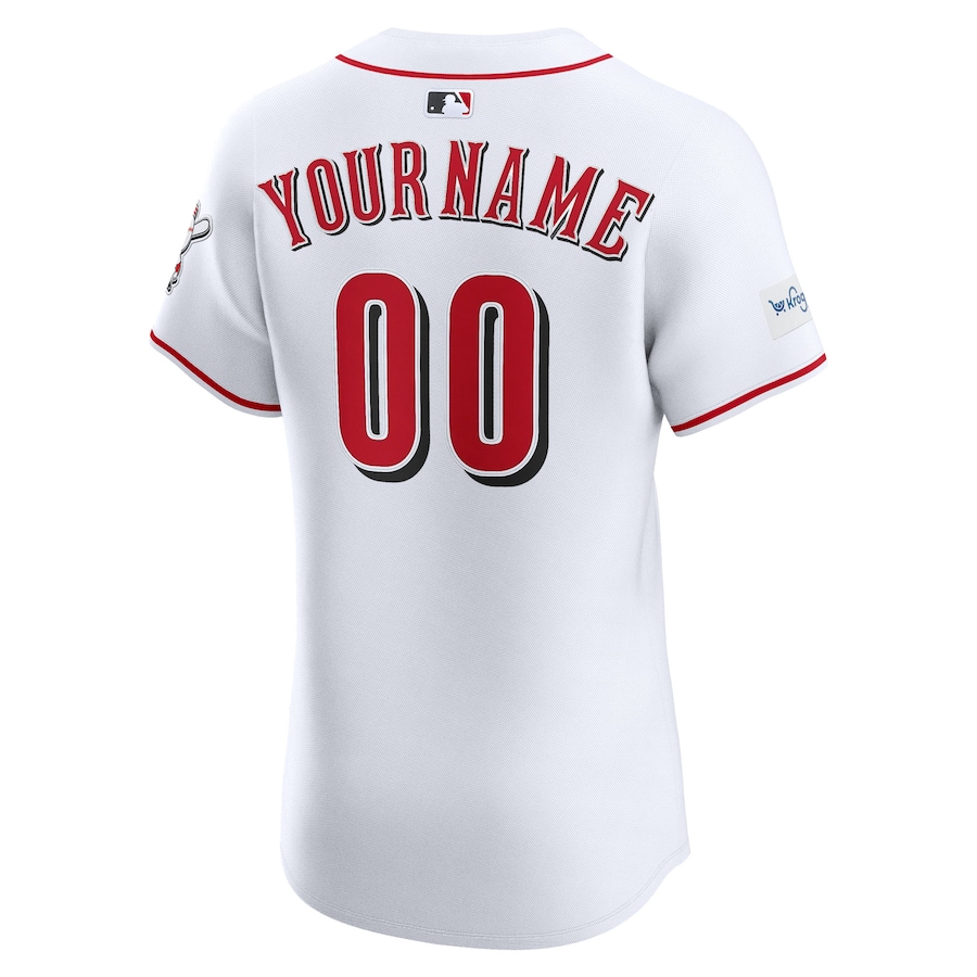 Cincinnati Reds Nike Home Elite Sponsor Patch Custom Jersey - White photo 3 topcoolteez