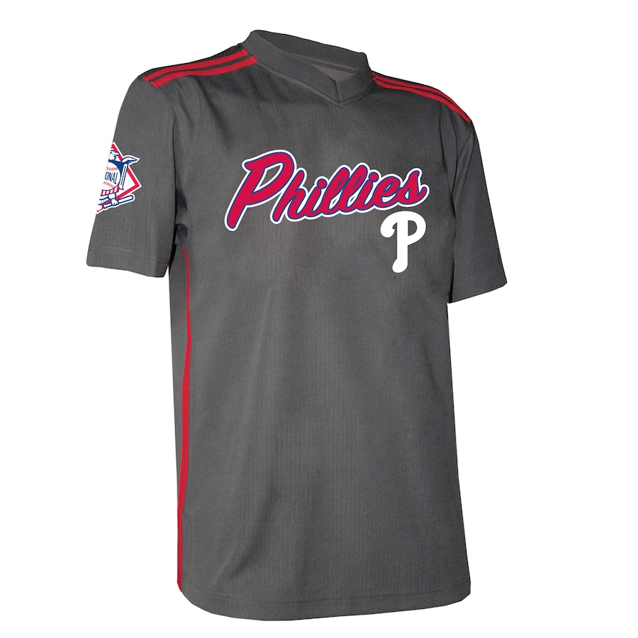 Philadelphia Phillies Stitches  Team V-Neck Jersey - Charcoal photo 2 topcoolteez