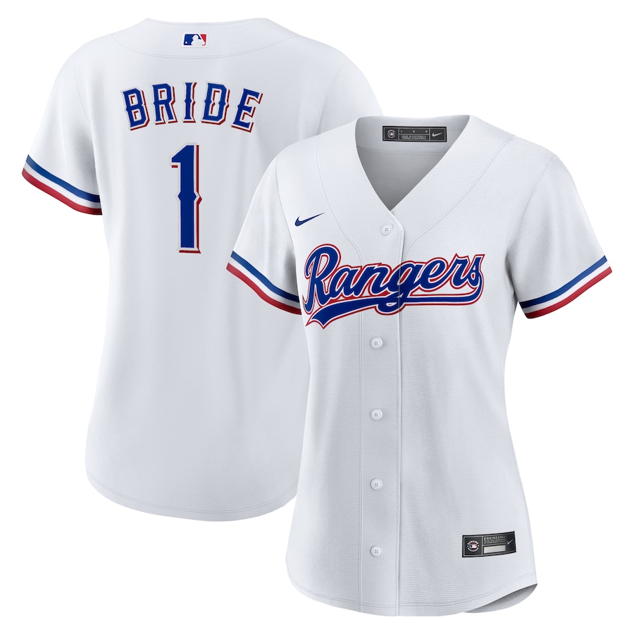 Texas Rangers Nike Women's #1 Bride Home Topcoolteez Jersey - White photo 1 topcoolteez
