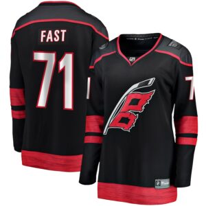 Jesper Fast Carolina Hurricanes Fanatics Women's Home Breakaway Player Jersey - Black photo 1 topcoolteez