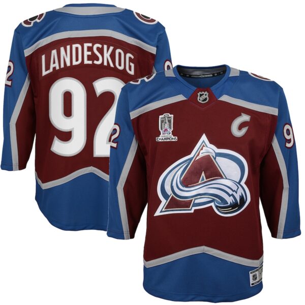 Gabriel Landeskog Colorado Avalanche Youth Home 2022 Stanley Cup Champions Premier Player Jersey - Burgundy photo 1 topcoolteez